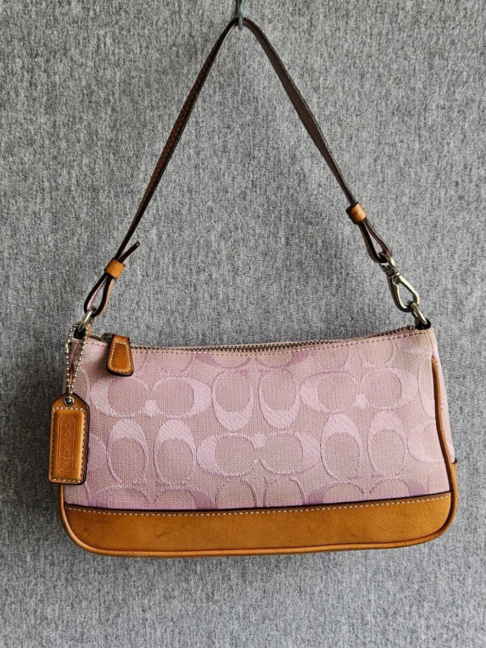 Vintage Coach Y2K Signature PINK Demi 6094 Shoulder Bag Leather/Canvas Purse